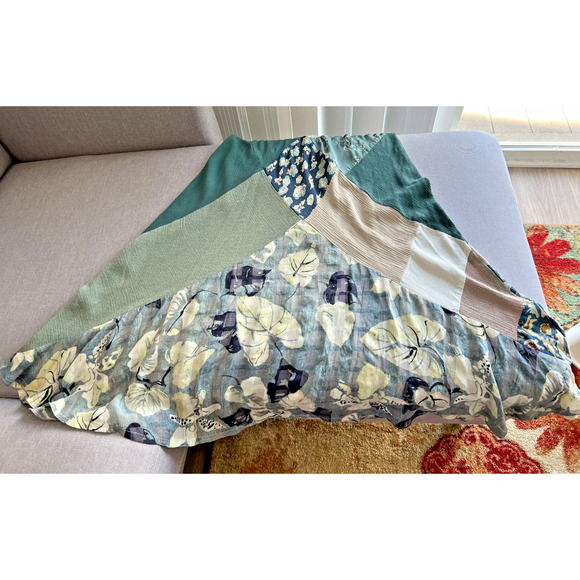 VTG Donna Jessica Asymmetric Multicolor Textured Patchwork Dress Romantic Sz-M - Picture 5 of 13